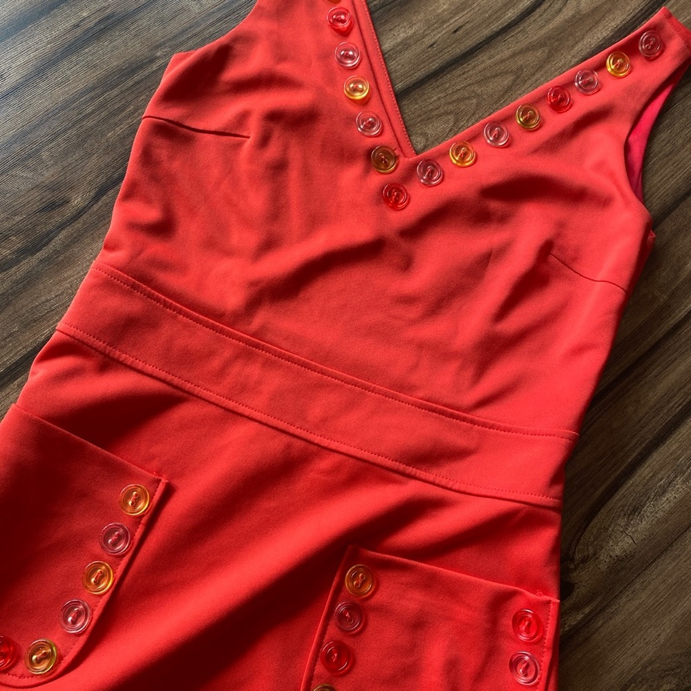 Cute colorful buttoned coral dress